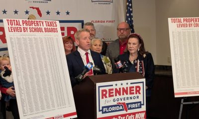 Gubernatorial candidate speaking at Florida tax policy press conference