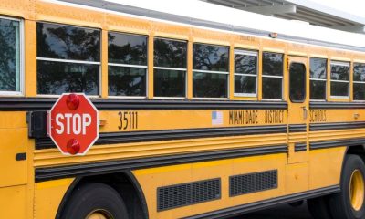 Yellow Miami-Dade school bus with stop sign