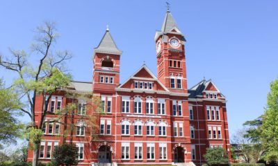 Historic red-brick building with clock tower