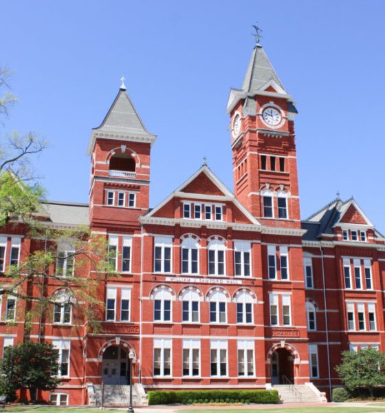 Historic red-brick building with clock tower
