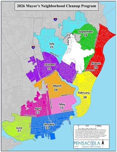 Pensacola 2026 neighborhood cleanup schedule map
