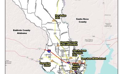 Map of sand pickup sites in Escambia County
