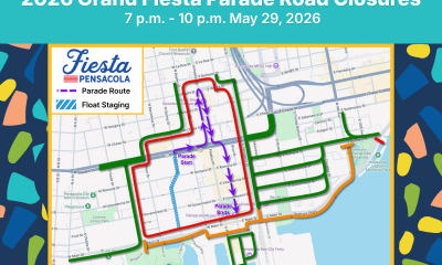 Map of 2026 Pensacola parade road closures