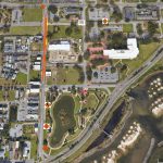 Aerial map showing 9th Avenue closure route — ECUA sewer repair Pensacola — ECUA Pensacola sewer repair