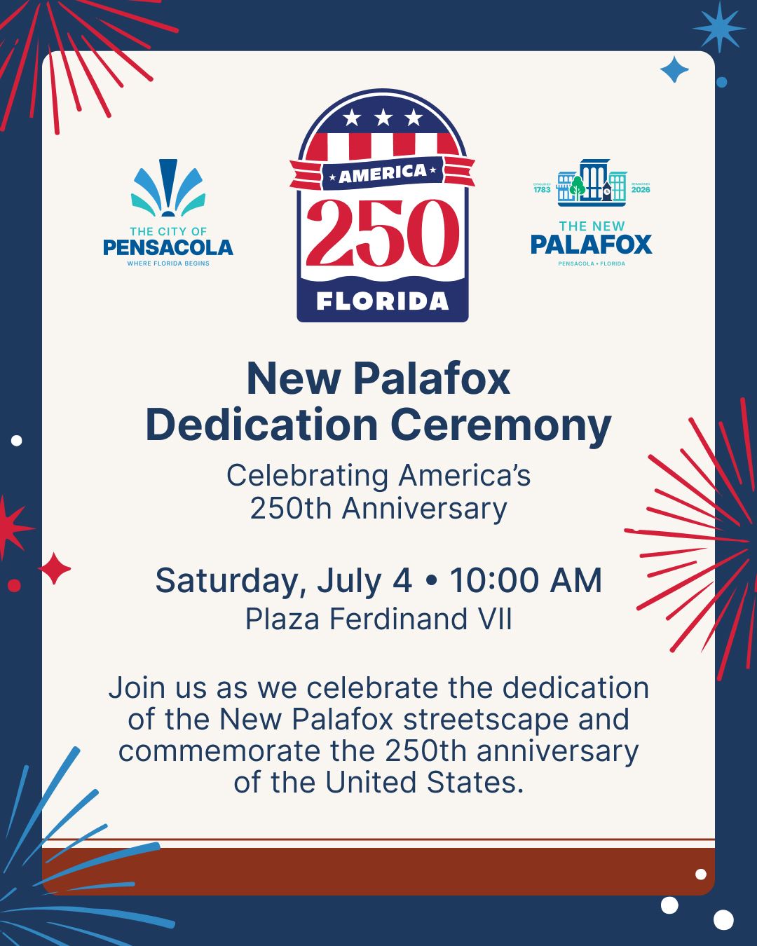 New Palafox Dedication Ceremony event flyer