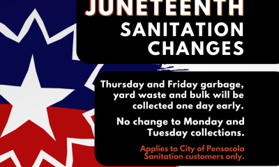 Juneteenth sanitation schedule changes in Pensacola