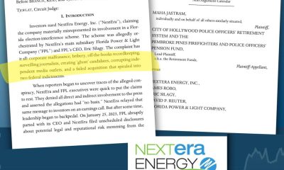 Court documents and NextEra Energy logo collage