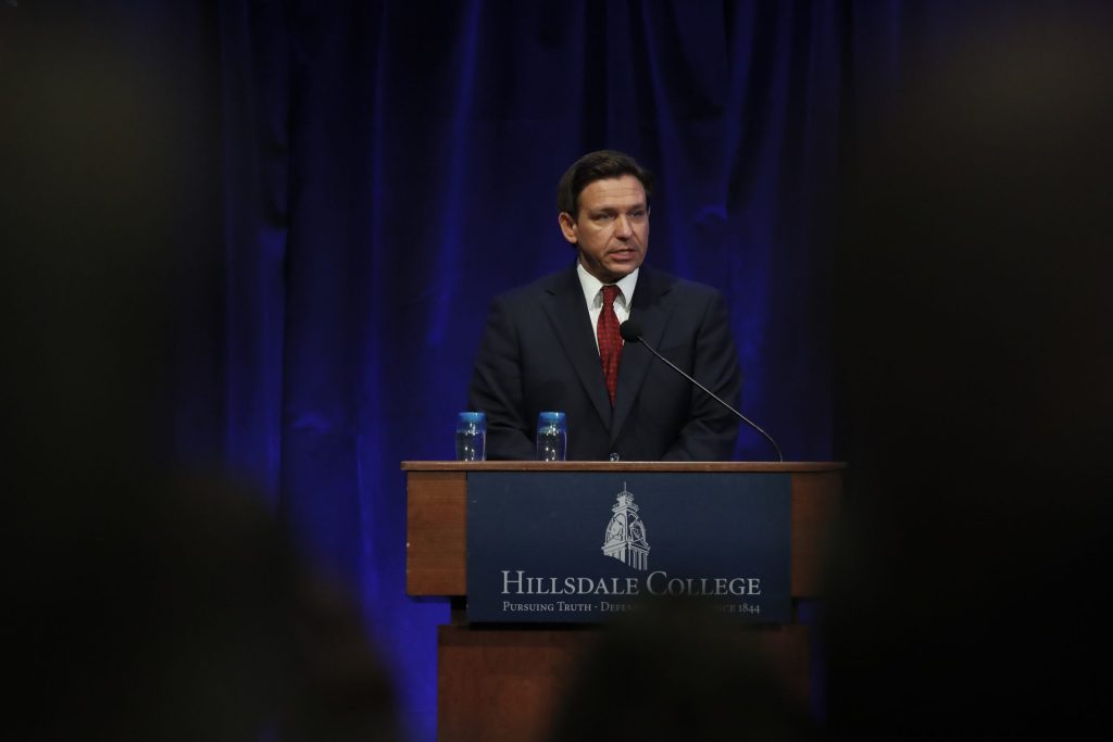 Man speaking at Hillsdale College podium