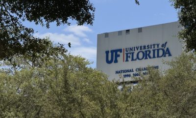 University of Florida sign behind trees