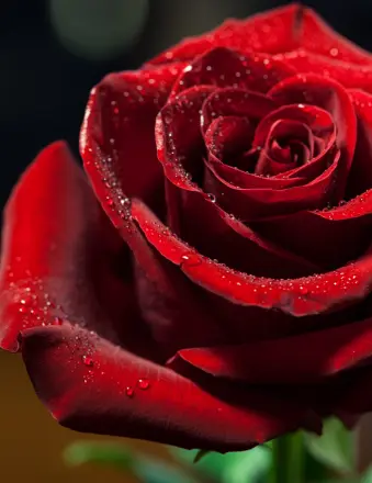 Close-up of red rose with water droplets