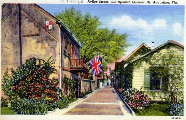 Vintage postcard of Aviles Street, St. Augustine