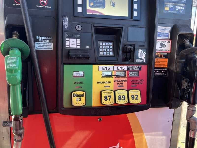 Gas pump with biodiesel and unleaded options