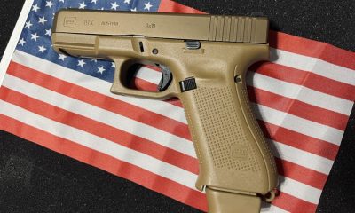 Glock 19X handgun on American flag