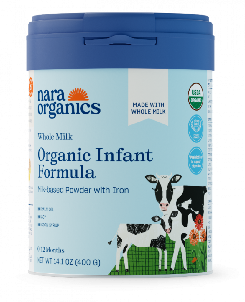 Nara Organics whole milk organic infant formula container