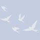 White bird silhouettes flying on blue background