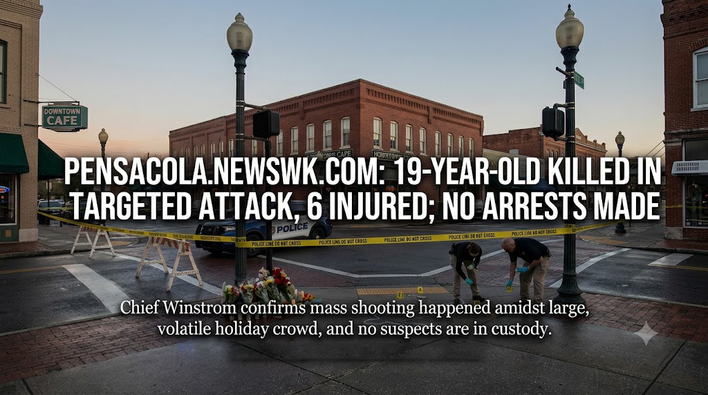 Police tape blocks downtown street after shooting