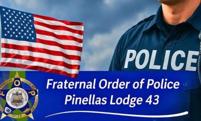 American flag and police banner Pinellas Lodge 43