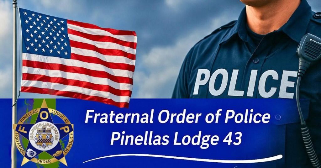 American flag and police banner Pinellas Lodge 43