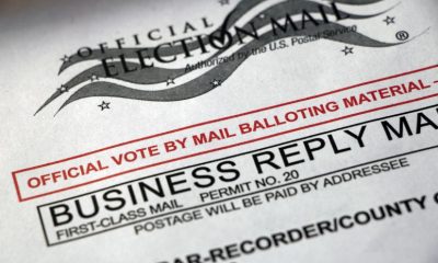 Official vote-by-mail election envelope close-up