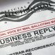 Official vote-by-mail election envelope close-up