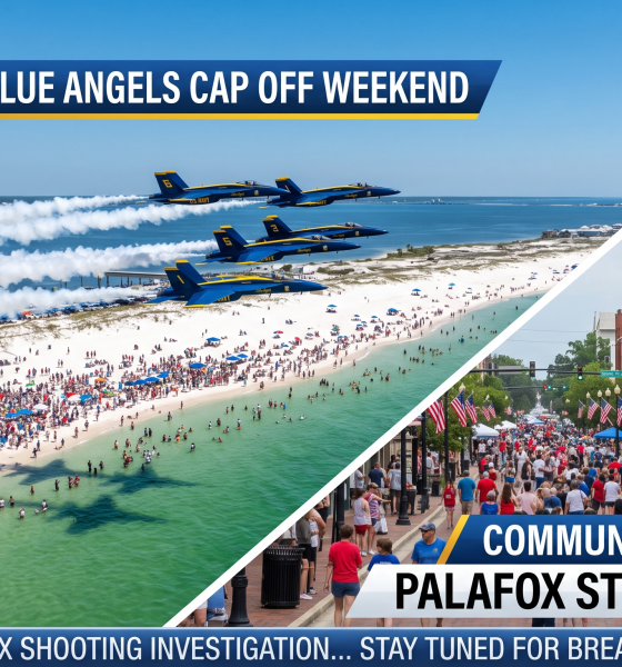 Blue Angels fly over crowded Pensacola beach — Blue Angels en Pensacola