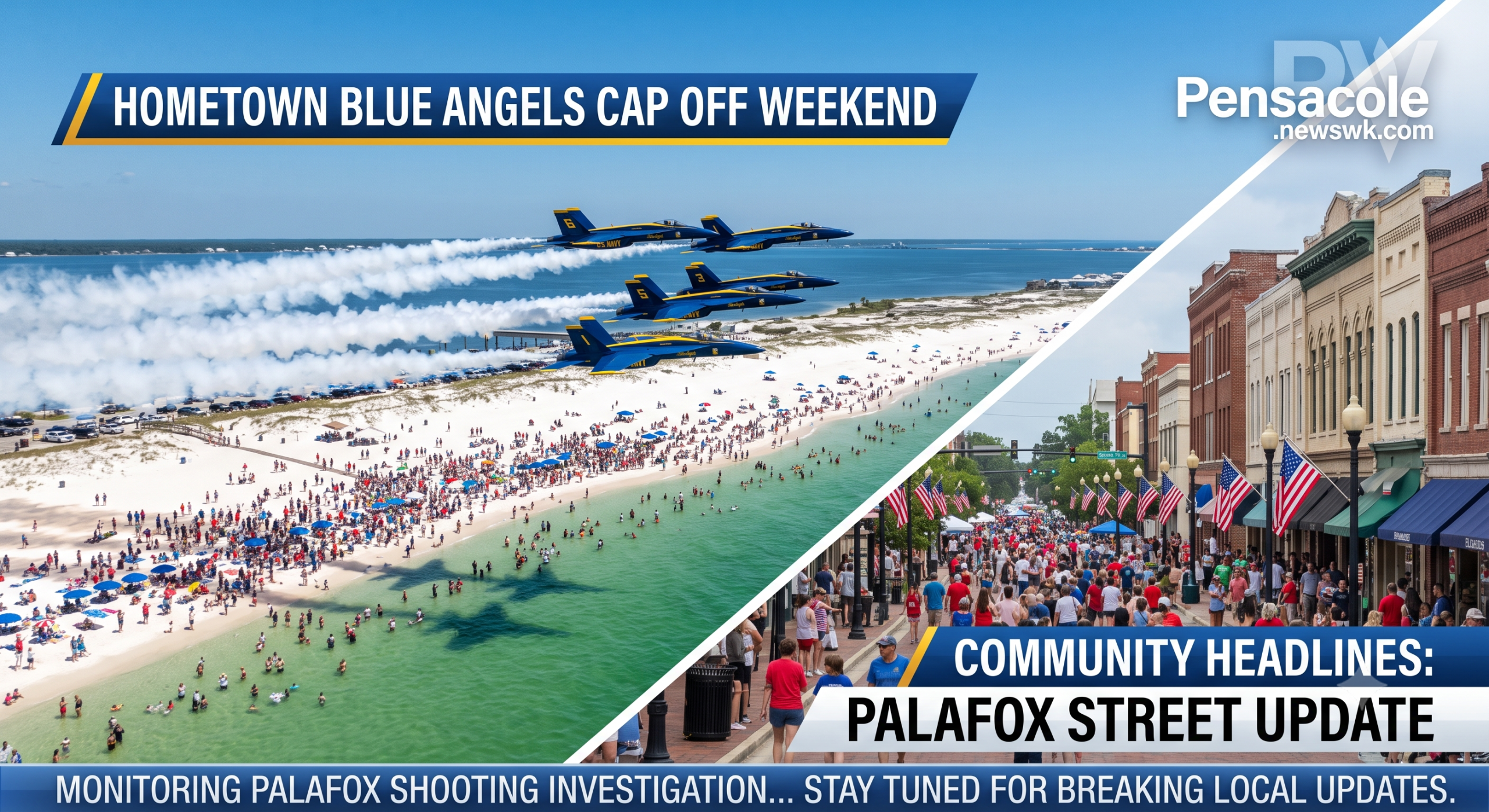 Blue Angels fly over crowded Pensacola beach