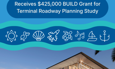 Pensacola International Airport grant announcement with terminal rendering