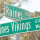 Street signs for Raines and Vikings Way