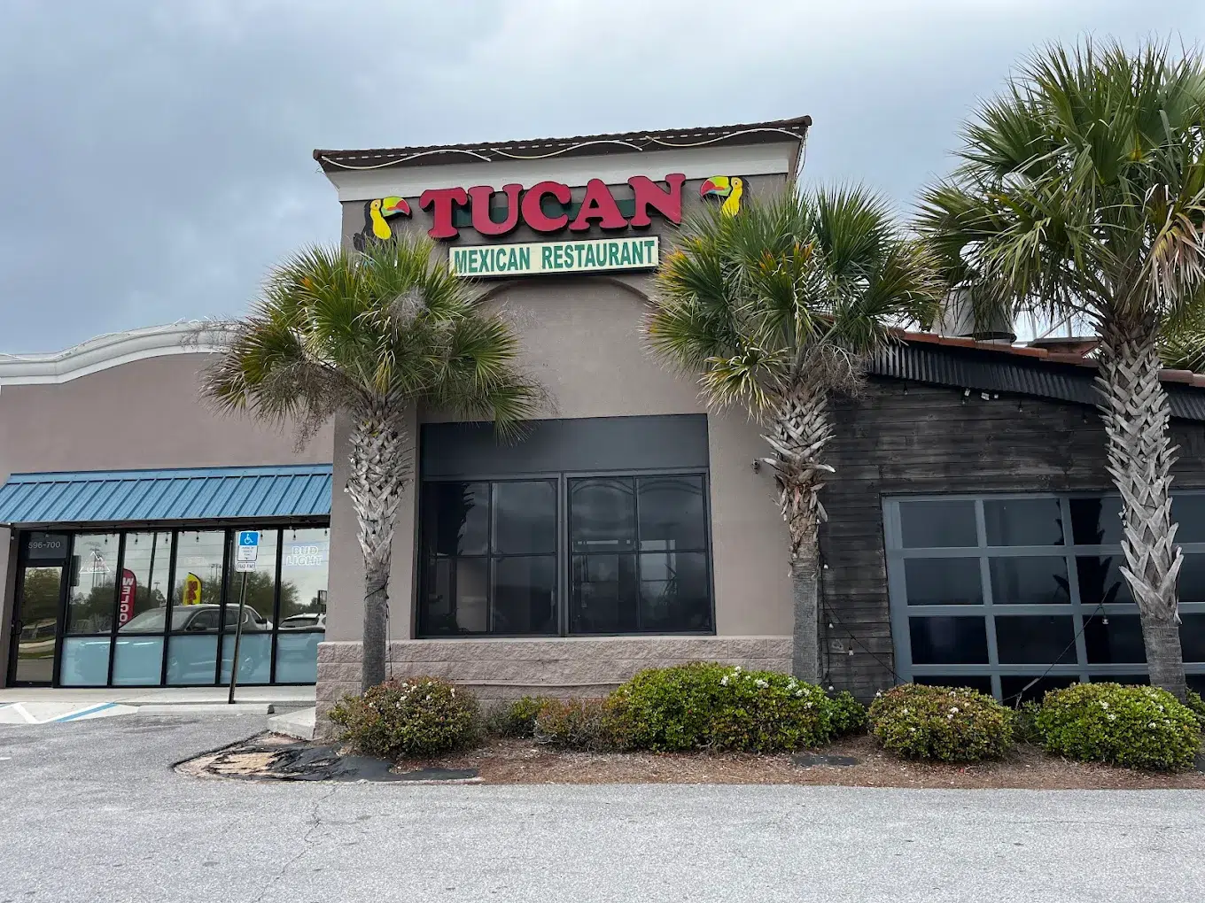 Tucan Mexican Restaurant exterior with palm trees