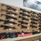 Wall display of AR-style rifles in gun shop