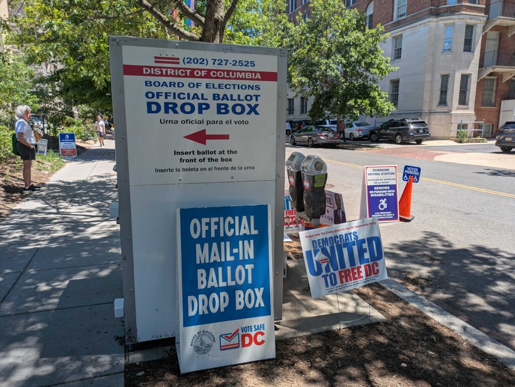 DC official mail-in ballot drop box outdoors