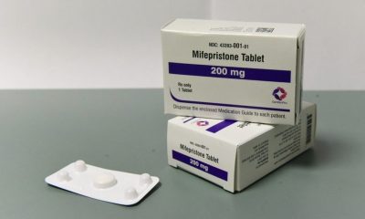 Mifepristone 200 mg tablet box and blister pack