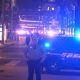 Sheriff deputy blocking street with flashing patrol cars