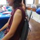 Child with bandage after vaccination indoors