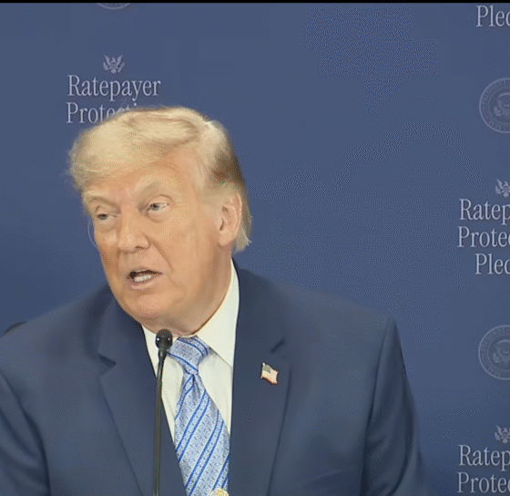 Man speaking at Ratepayer Protection Pledge event — Ratepayer Protection Pledge Trump