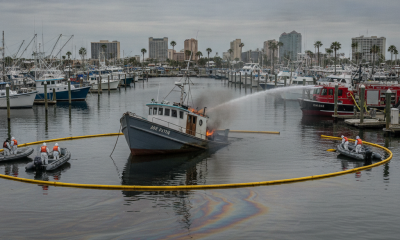 Shrimp Boat Sinks After Fire at Joe Patti's Marina, Spilling Diesel into Pensacola Harbor
