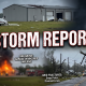 Storm damage with plane crash, fire, downed power lines