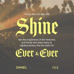 Artistic text design featuring the verse Daniel 12:3 about wisdom and righteousness with a sunlit ba — Daniel 12 3 meaning