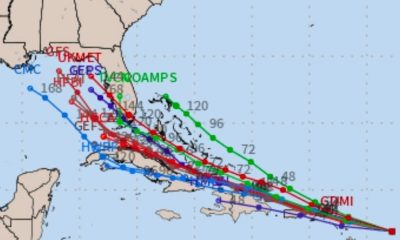 Hurricane model tracks crossing Cuba toward Florida