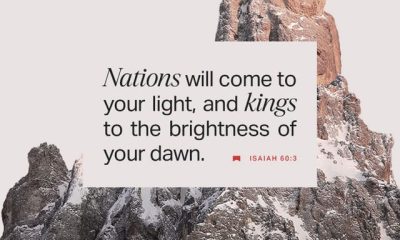 Bible verse over snowy mountain peak