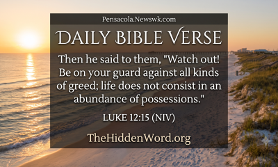 Daily Bible verse over beach sunset