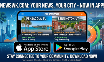 Newswk app advertisement featuring Pensacola and Bennington local news