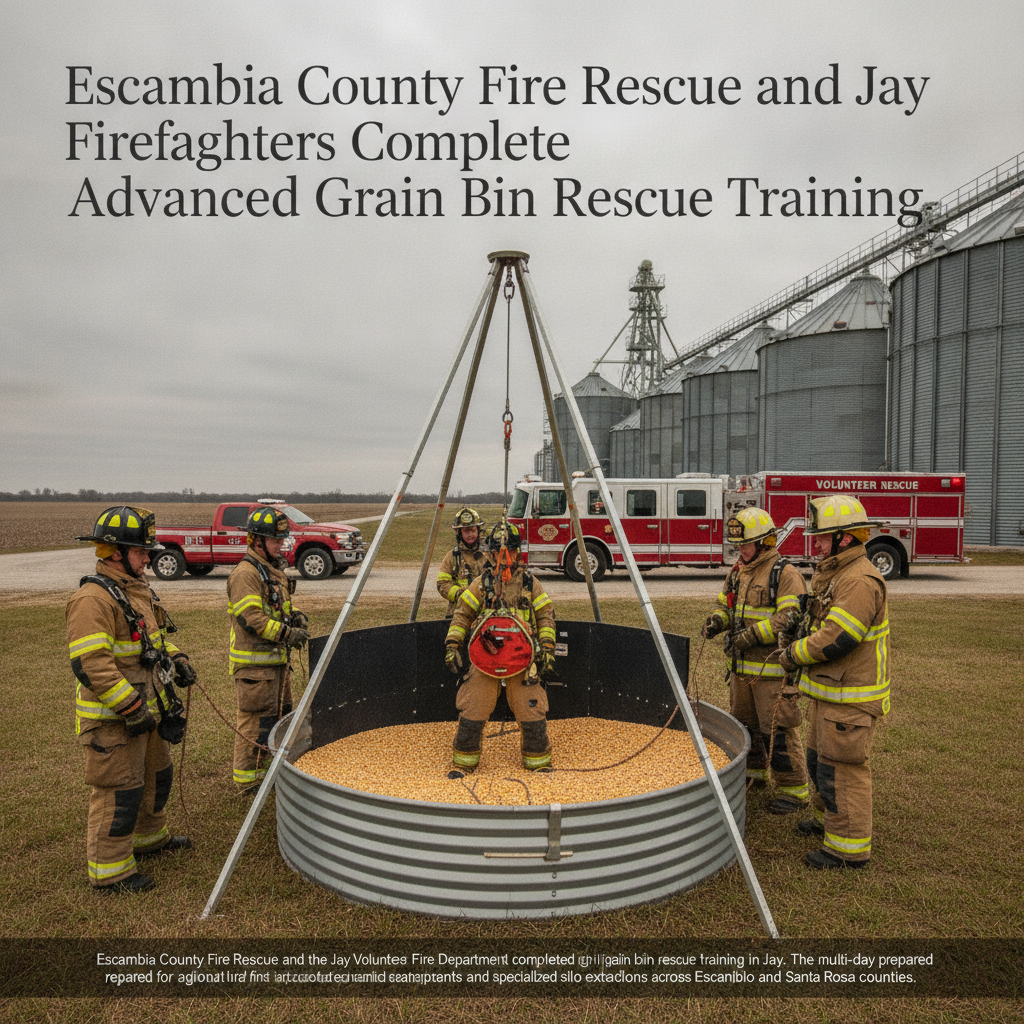 Escambia County Fire Rescue and Jay Firefighters Complete Advanced Grain Bin Rescue Training