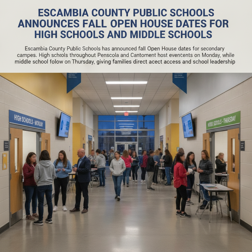 Escambia County Public Schools Announces Fall Open House Dates for High Schools and Middle Schools