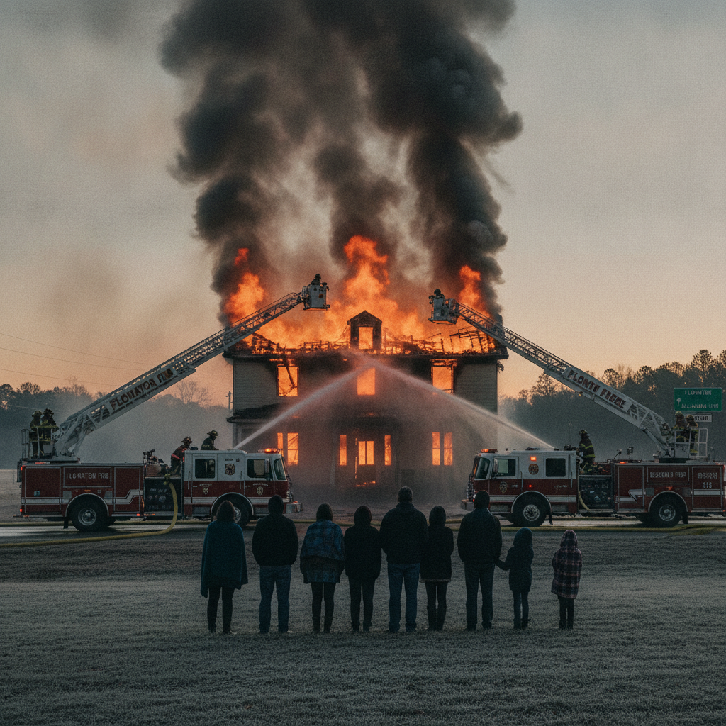 Flomaton House Fire Destroys Home, Displaces Family of Nine Near Florida-Alabama Line