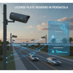 Flock safety cameras monitoring traffic along a road in Pensacola with a digital map show — flock safety cameras pensacola