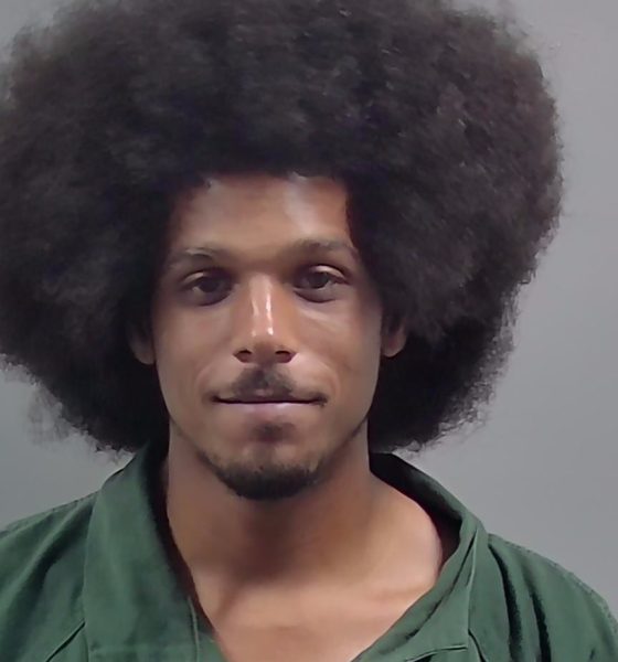 Man with large afro hairstyle wearing green shirt