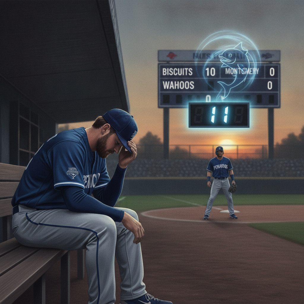 Pensacola Blue Wahoos Stumble in 10-0 Loss to Biscuits, but Playoff Magic Number Dips to 11