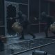 Two masked burglars flee through shattered storefront window