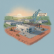 Illustration of an industrial park expansion in Milton, showcasing construction equipmen — Santa Rosa County Triumph grant